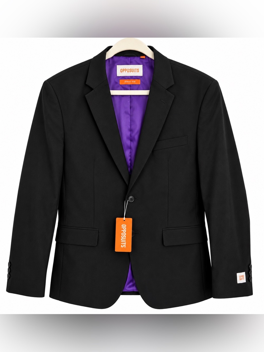 OppoSuits Black Knight Blazer Men 42 NWT Purple Lining Party Wedding